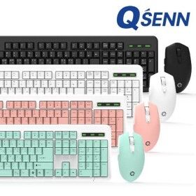 상품 이미지: QSENN MK210 무선 키보드 마우스 세트 키스킨 포함 화이트