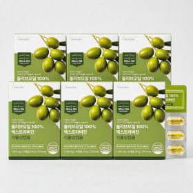 상품 이미지: 올리브오일 100% 엑스트라버진 식물성 캡슐 30캡슐 6박스 저온압착 올리브 올리브유 캡슐
