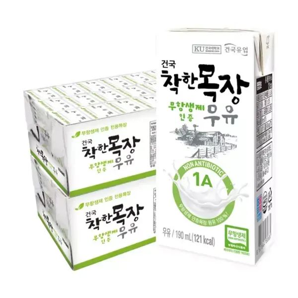 상품 이미지: [건국우유][본사배송] 건국우유 건국 착한목장 무항생제 멸균우유 190ml 48팩