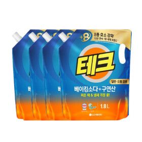상품 이미지: 테크 베이킹소다+구연산 액체세제 일반/드럼 겸용 1.8L 4개