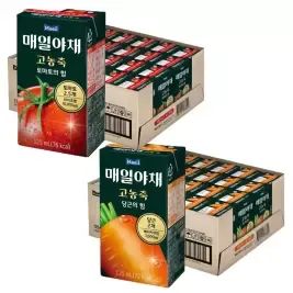 상품 이미지: 매일야채 고농축 토마토의힘, 125ml, 24개 + 고농축 당근의힘, 125ml, 24개