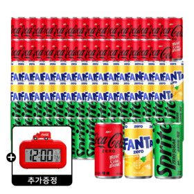 상품 이미지: 코카콜라제로 + 스프라이트제로+환타제로파인 190 x90캔(각 30캔) (증정)코카콜라 탁상시계
