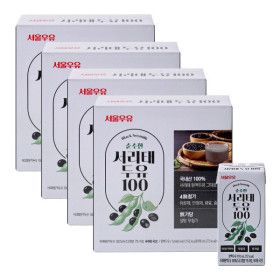 상품 이미지: 서울우유 순수한 서리태 두유 100 190ml 64팩-쥐눈이콩 검은콩 약콩 두유