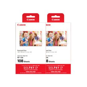 상품 이미지: 캐논 RP-108 셀피 전용인화지x2 (216매) ok 포토프린터용 인화용지 + 카트리지 포함 / SELPHY 시리즈 전용