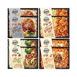 상품 이미지: 온더고 함박스테이크정식 290g+김치제육덮밥 290g+우삼겹불고기덮밥 290g+더블치즈 차돌깍두기 300g 각 2개 (총 8개)