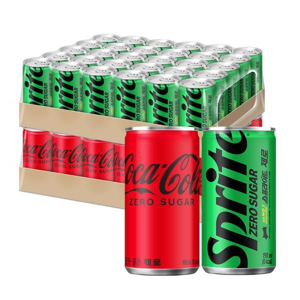 상품 이미지: 코카콜라 제로, 190ml, 30개 + 스프라이트 제로, 190ml, 30개