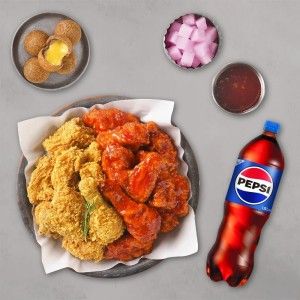 상품 이미지: (멕시카나치킨) 후라이드반양념반+더블치즈볼+콜라1.25L