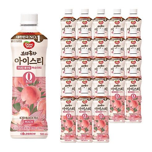 상품 이미지: 동원보성홍차 아이스티 제로 복숭아, 500ml, 24개