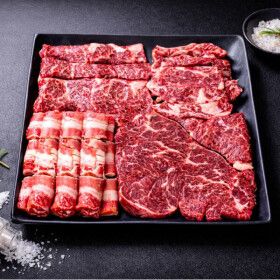 상품 이미지: 명품 소고기 한판 세트 1kg 무료배송 살치 200g 갈비 200g 등심 300g 우삼겹 300g