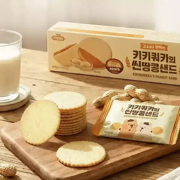 상품 이미지: 키키쿼카 씬 땅콩샌드 50입 400g 2개 / 과자 간식 대용량과자