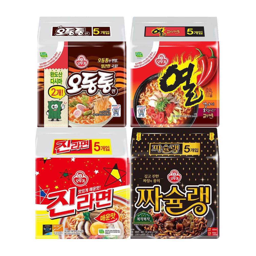 상품 이미지: 오뚜기 진라면 매운맛 120g 5개+짜슐랭 145g 5개+오동통면 120g 5개+열라면 120g 5개