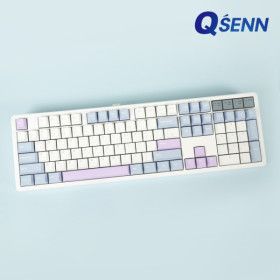 상품 이미지: QSENN Q104 PBT 풀윤활 가스켓 유무선 기계식 키보드 블루퍼플 하이무 저소음 바다소금축