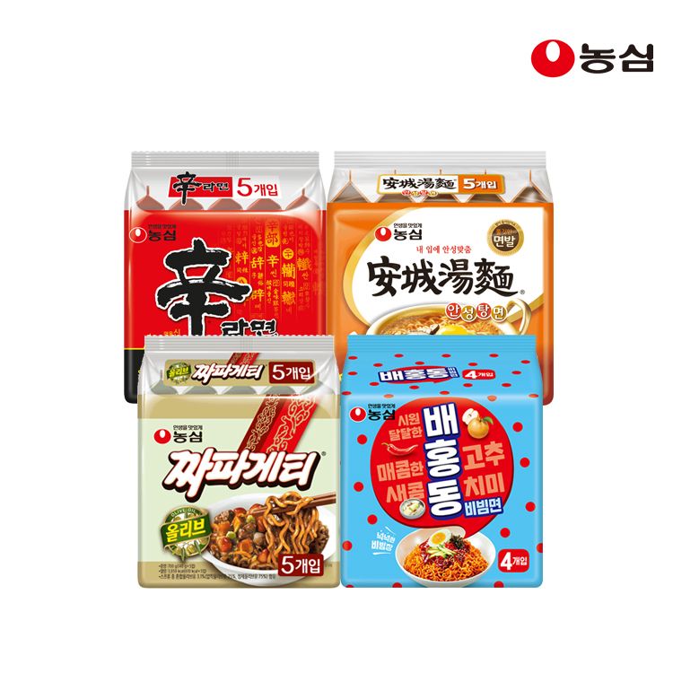 상품 이미지: 농심 신라면 5개+안성탕면 5개+짜파게티 5개+배홍동비빔면 4개