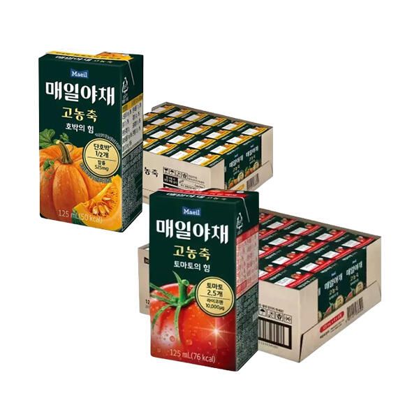 상품 이미지: 매일야채 고농축 호박의 힘 125ml, 24입, 1개 + 토마토의 힘 125ml, 24입, 1개