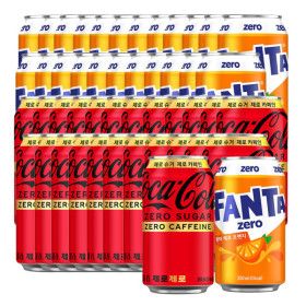 상품 이미지: 코크제로제로+환타제로 오렌지 350ml 48캔 (각 24캔)