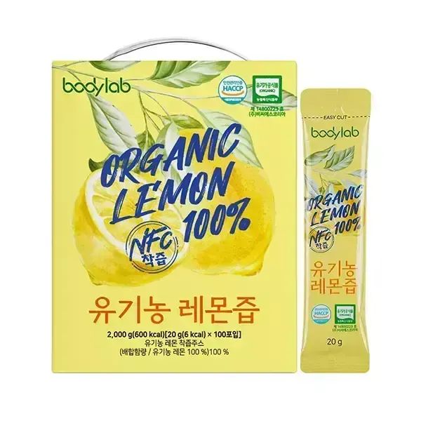 상품 이미지: 바디랩 유기농 100% 레몬즙 20g, 100포, 1박스