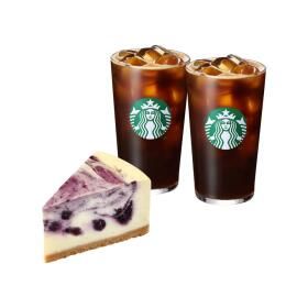 상품 이미지: (스타벅스) 아이스 카페 아메리카노 T 2잔 + 블루베리 마블 치즈 케이크