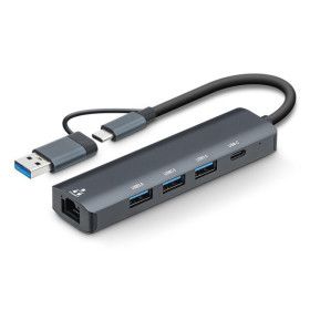 상품 이미지: NCH-705 멀티허브 기가유선랜카드+USB3.0허브 (5포트) AC to  RJ45 / USB-A / USB-C 멀티USB허브3.0