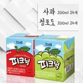 상품 이미지: 매일유업 피크닉 사과  200ml 24팩 + 피크닉 청포도 200ml 24팩 200ml 1세트