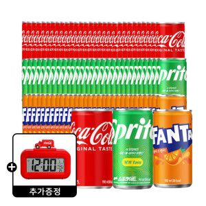 상품 이미지: 코카콜라+스프라이트+환타 190ml 90캔 (각 30캔) +(증정)코카콜라 탁상시계