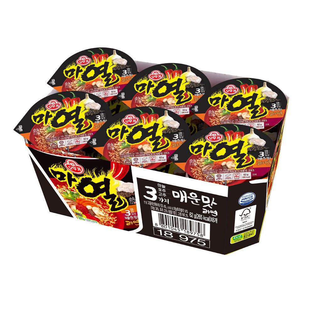 상품 이미지: 오뚜기 마열라면 컵라면 소컵 62g, 6개