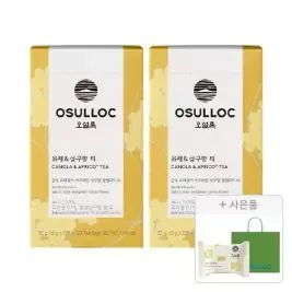 상품 이미지: 오설록 제주 유채&살구향티 티백 20입, 2개 + 증정(그린티웨하스 17g, 1개+러닝 쇼핑백(소), 1개)