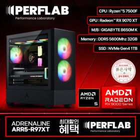 상품 이미지: 라이젠5 7500F RX9070XT 게이밍 컴퓨터 어드레날린 ARR5-R97XT 라데온 그래픽카드 AMD 데스크탑 조립 PC
