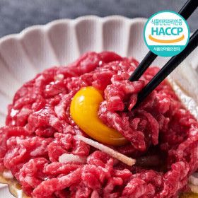 상품 이미지: (물가안정)(신선집중) 1++등급 NO.9 투뿔 한우 육회(냉장) 200g +200g (총400g)+소스2봉증정