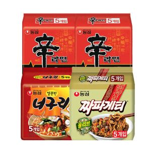 상품 이미지: 신라면 10입 + 너구리 5입 + 짜파게티 5입 (총 20봉)