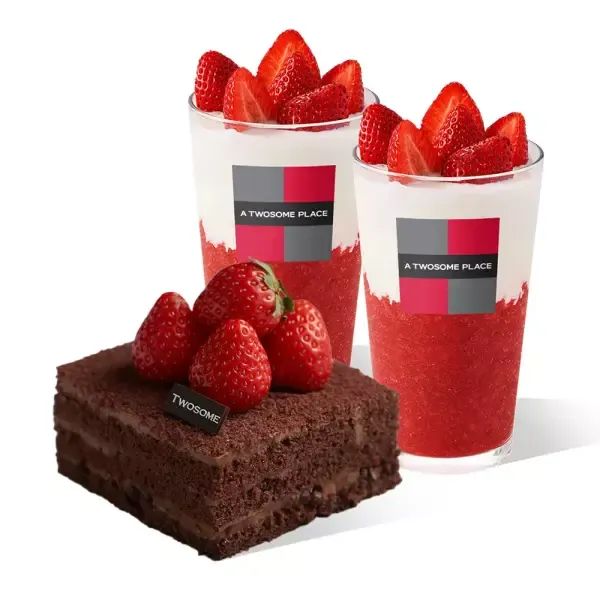 상품 이미지: [투썸] 떠먹는 스초생 + 딸기 듬뿍 라떼 R 2잔