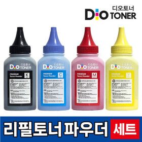 상품 이미지: 삼성 무한프린터용 리필파우더 4색세트 컬러레이저프린터 토너 자가충전 가루 컬러 파우다 디오토너 (2회분)