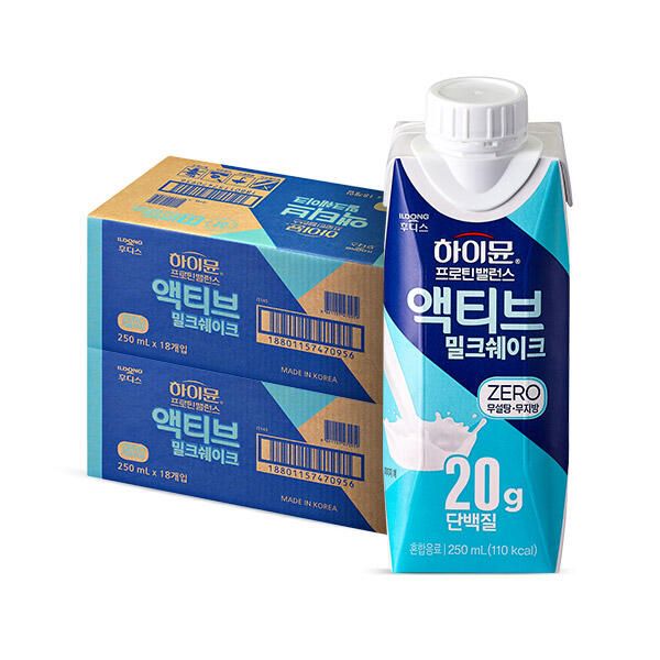 상품 이미지: 후디스 하이뮨 프로틴 액티브 밀크쉐이크 ZERO, 250ml, 18개, 2개