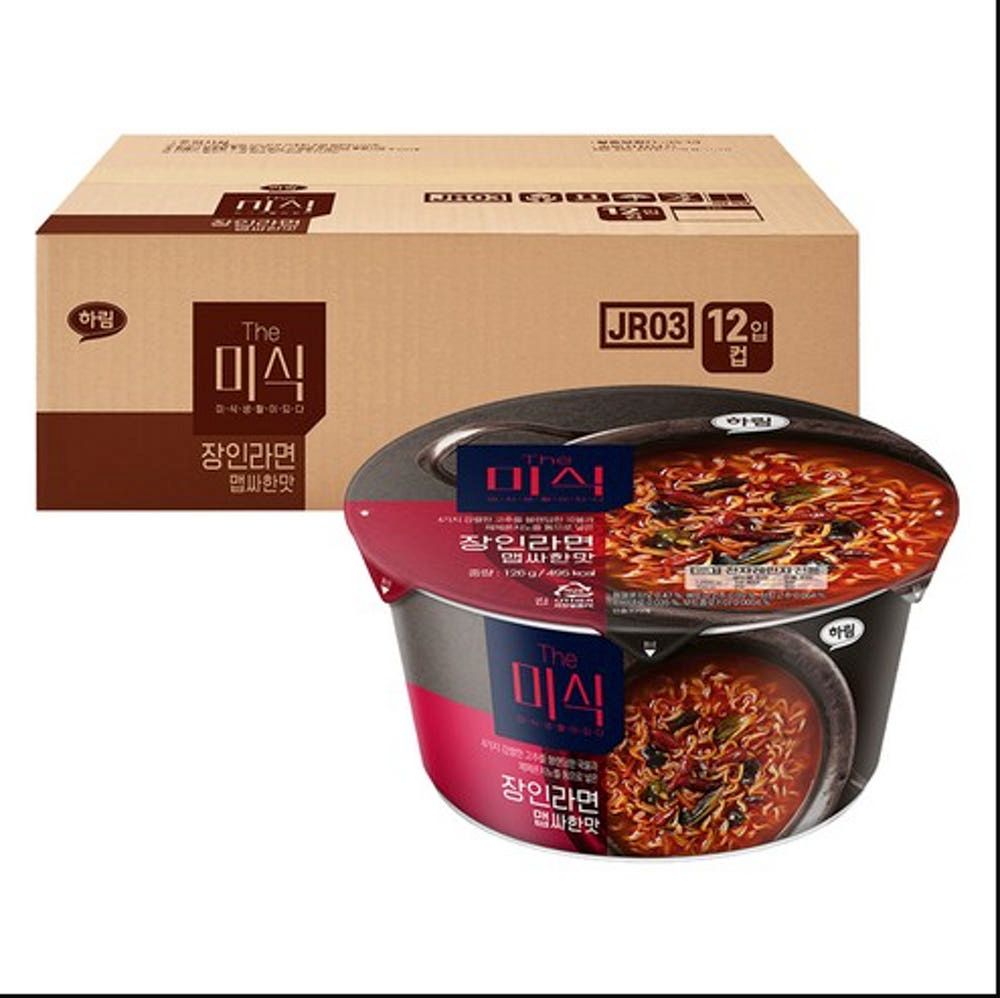 상품 이미지: 하림 더미식 장인라면 맵싸한맛 큰컵라면 126g, 12개