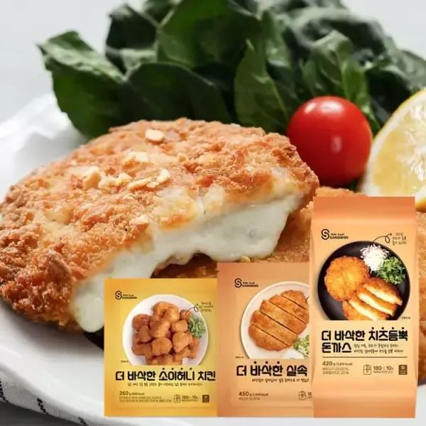 상품 이미지: [상신] 더 바삭한 치즈돈까스 420g 1팩+실속돈까스 450g 1팩+소이허니치킨 350g 1팩 (총 3팩)