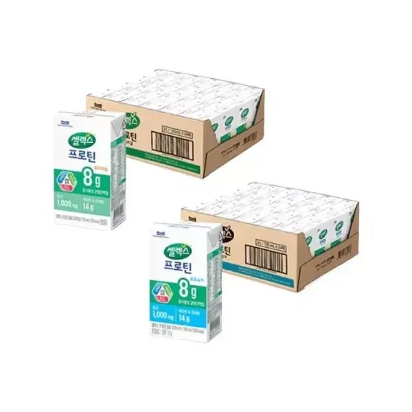 상품 이미지: 셀렉스 프로틴 음료 오리지널 팩, 125ml, 24개 + 로우슈거 팩, 125ml, 24개