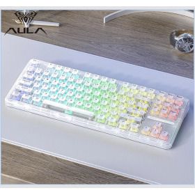 상품 이미지: AULA L87 기계식 키보드 트라이 모드 무선 87 키 Rgb Pbt 가스켓 5 레이어 침묵 전체 충격 없음