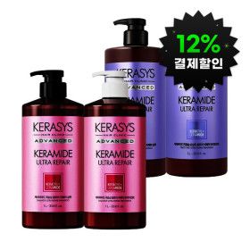 상품 이미지: (12%결제할인) 케라시스 케라마이드 극손상/반곱슬 2종 샴푸/트리트먼트 1L 2개