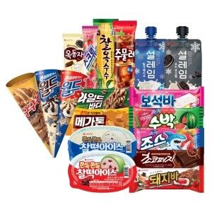 상품 이미지: 인기 콘 파우치 샌드 바 아이스크림 18개~40개 옵션 중 택1 (월드콘 설레임 와플 죠스바 와 등)