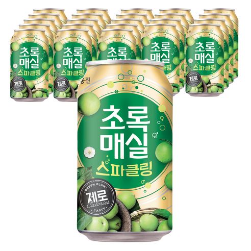 상품 이미지: 초록매실 스파클링 제로 캔, 350ml, 24개