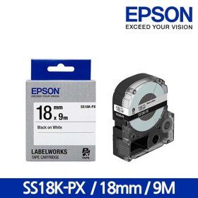 상품 이미지: 엡손 라벨테이프 SS18K-PX 18mm 9M 흰색바탕 검정글씨