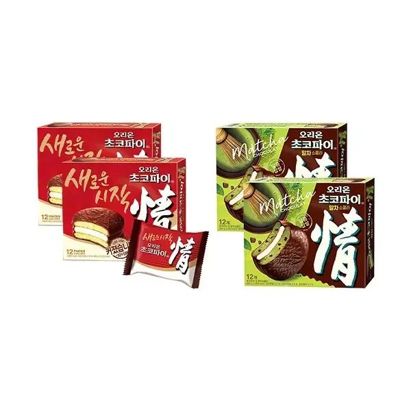 상품 이미지: 오리온 초코파이 468g, 12입, 2개 + 초코파이 말차쇼콜라 408g, 12입, 2개