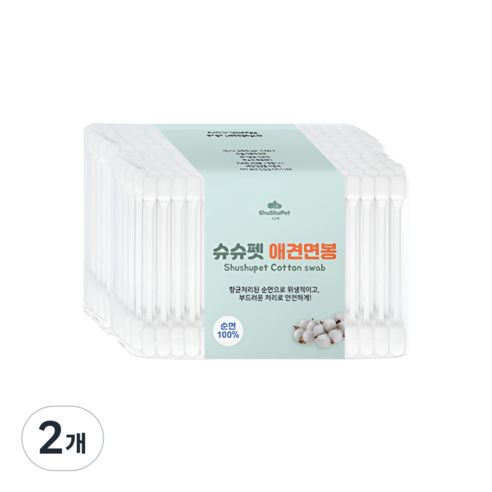 상품 이미지: 슈슈펫 반려동물 전용 애견면봉, 2개, 100개입