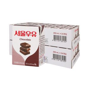 상품 이미지: 서울우유 초코 멸균우유 200ml 24입+24입 (2박스) 초코우유/멸균우유