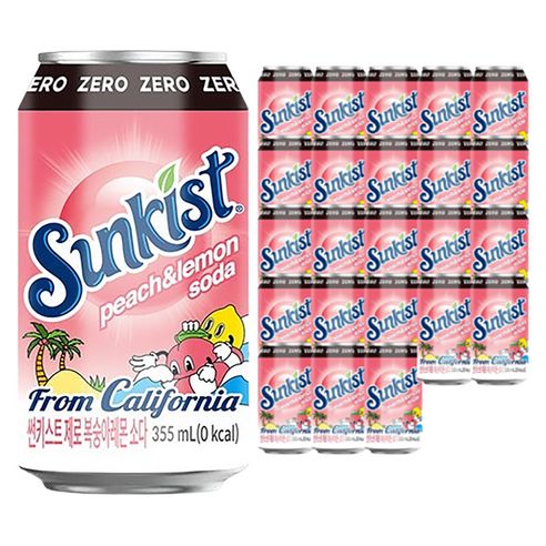 상품 이미지: 광동제약 썬키스트 제로 복숭아레몬 소다, 355ml, 24개