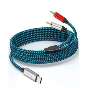 상품 이미지: Hftywy USB C to RCA 오디오 케이블 6.1m(20피트) USB C - 2 수 RCA 오디오 스테레오 케이블 타입 C to RC