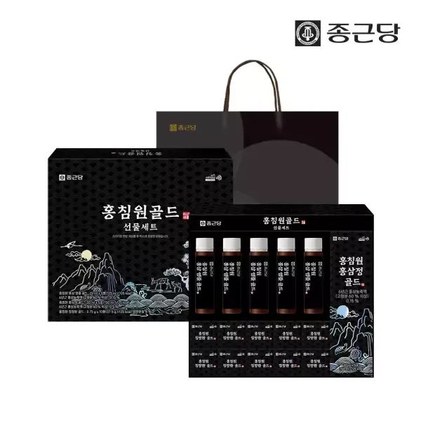 상품 이미지: 종근당 홍침원 홍삼스틱 앰플 침향환 골드 선물세트 1박스 국내산 6년근 진액 원액