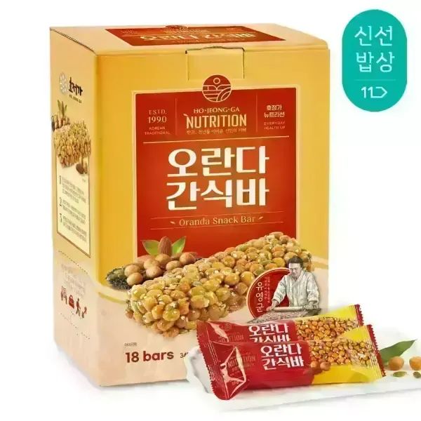 상품 이미지: [품질보장] 호정가 오란다간식바 (18개입) / 아몬드와 깨가 들어간 프리미엄 영양간식