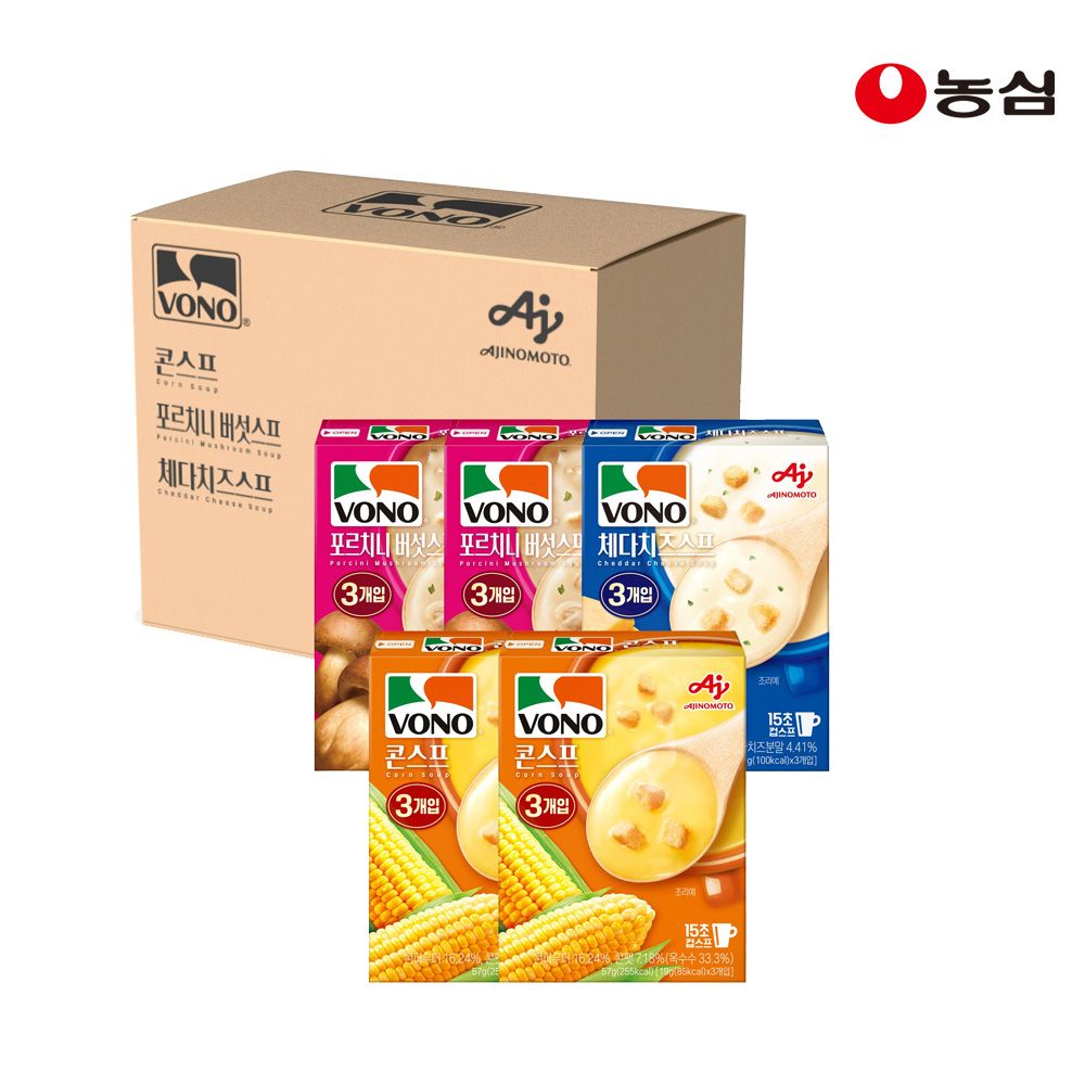 상품 이미지: 농심 보노 트리오팩 (콘스프 2개, 포르치니버섯스프 2개, 체다치즈스프 1개)