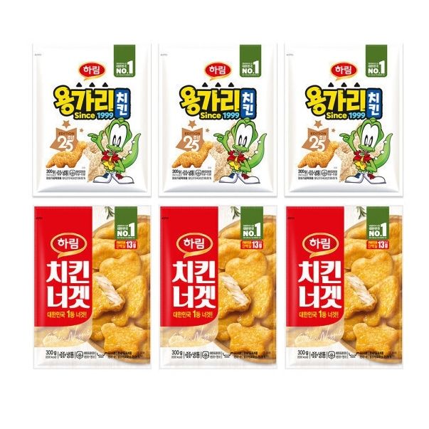 상품 이미지: 하림 용가리치킨 300gX3봉+치킨너겟 300gX3봉 (총 1.8kg)