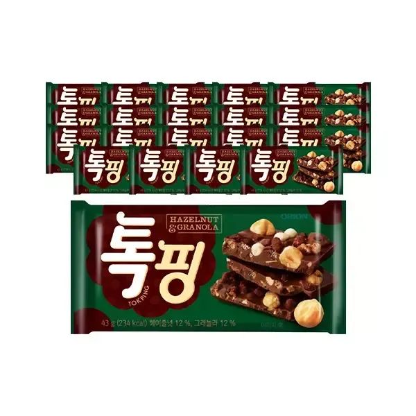 상품 이미지: 오리온 톡핑 헤이즐넛 그래놀라 43g, 10입, 2개